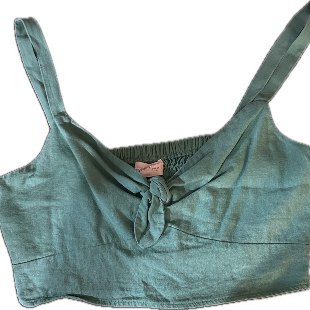 Universal Thread Green Tie Front Crop Tank Top